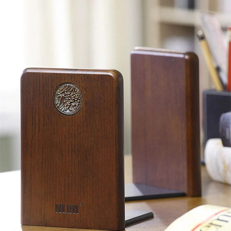 Support de Livres Rétro Européen - Rangement de Bureau en Bois Massif et Fer