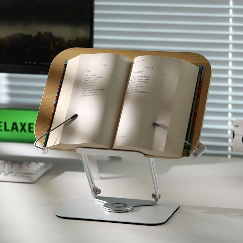 Support livre réglable en métal et bois