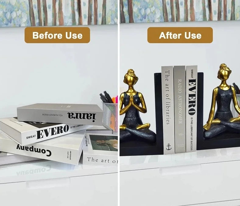 ZEN Decorative Resin Bookends - Non-Slip for Desks and Shelves