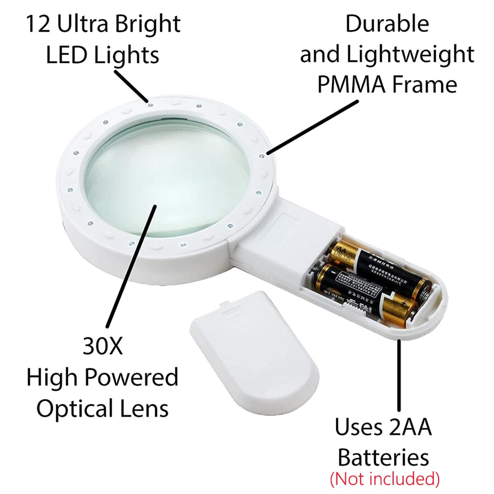 30x LED Backlit Optical Magnifier