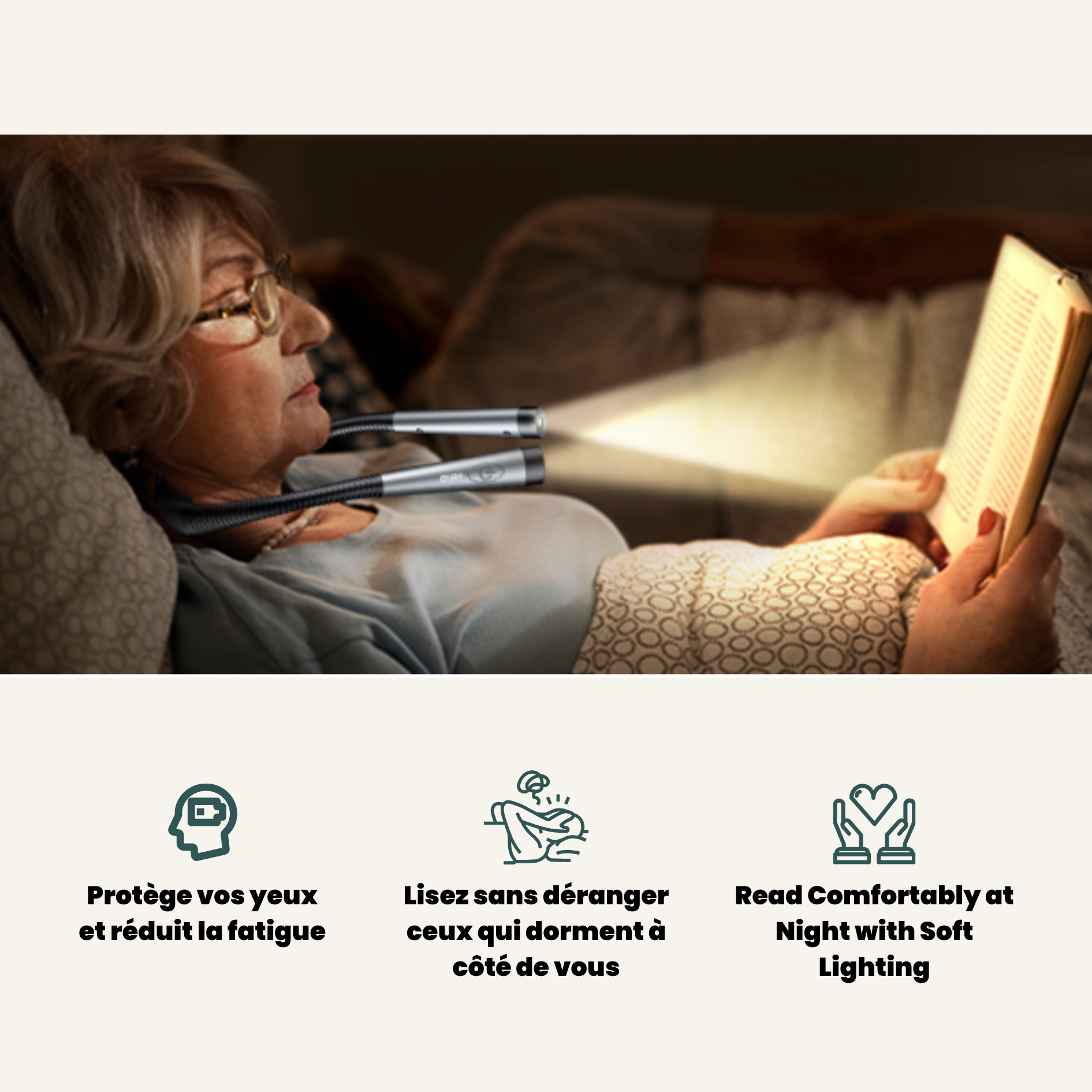 Lampe de lecture de Cou Flexible - Rechargeable