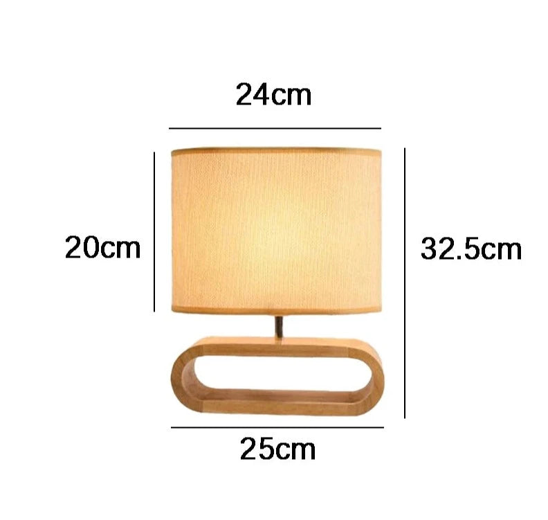 Lampe de Table Nordique avec Base en Bois et Abat-jour en Tissu - Éclairage de Lecture