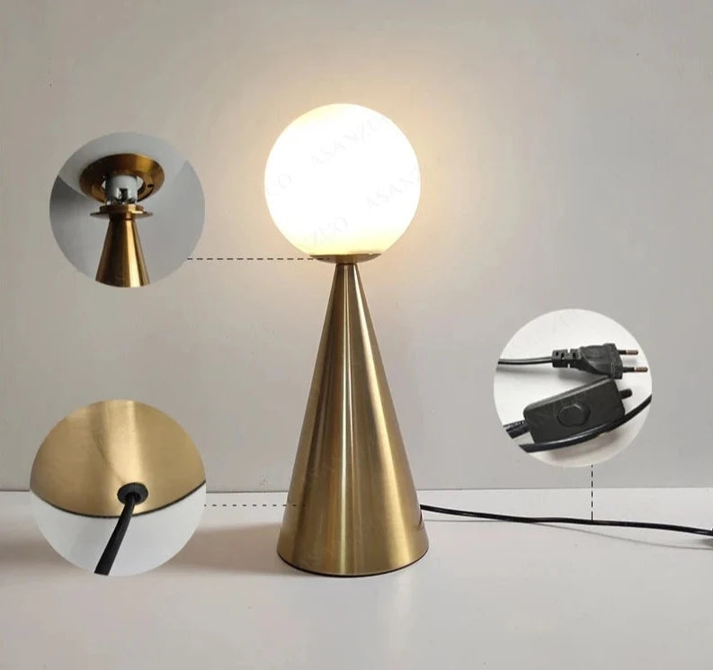 Lampe de Table Postmoderne en Verre - Éclairage Créatif en Laiton pour Décoration.