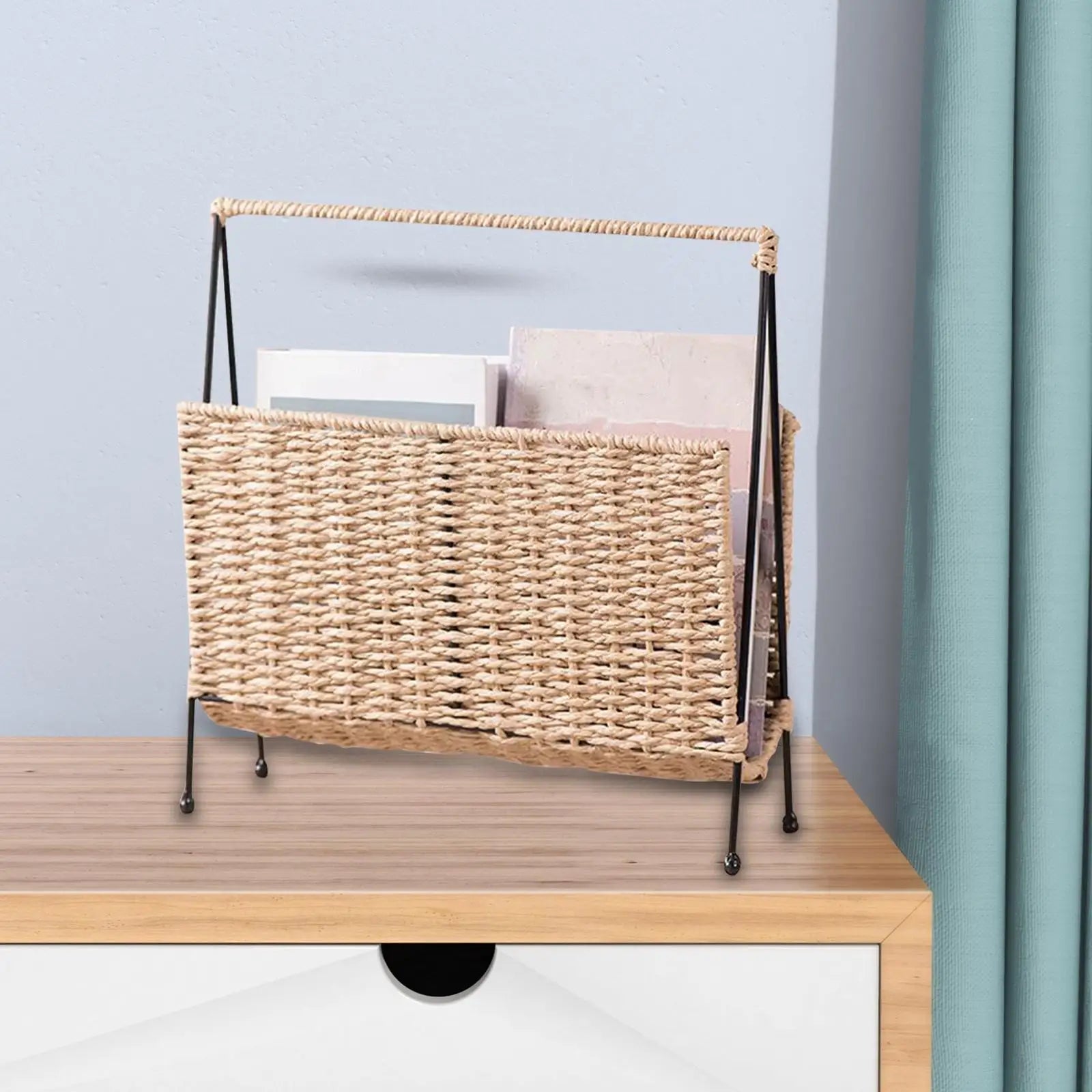 Metal Magazine and Newspaper Rack - Rustic Multifunctional Rack