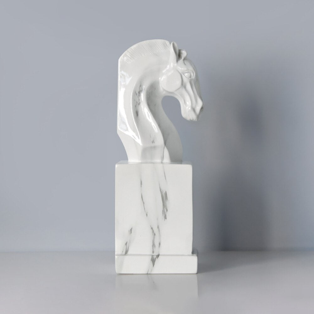 Serre-livres cheval blanc style marbre