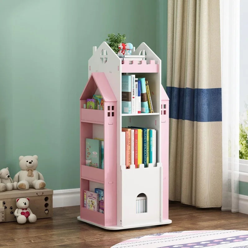 Children's Rotating Bookcase in the Shape of a House - Fun and Practical Design