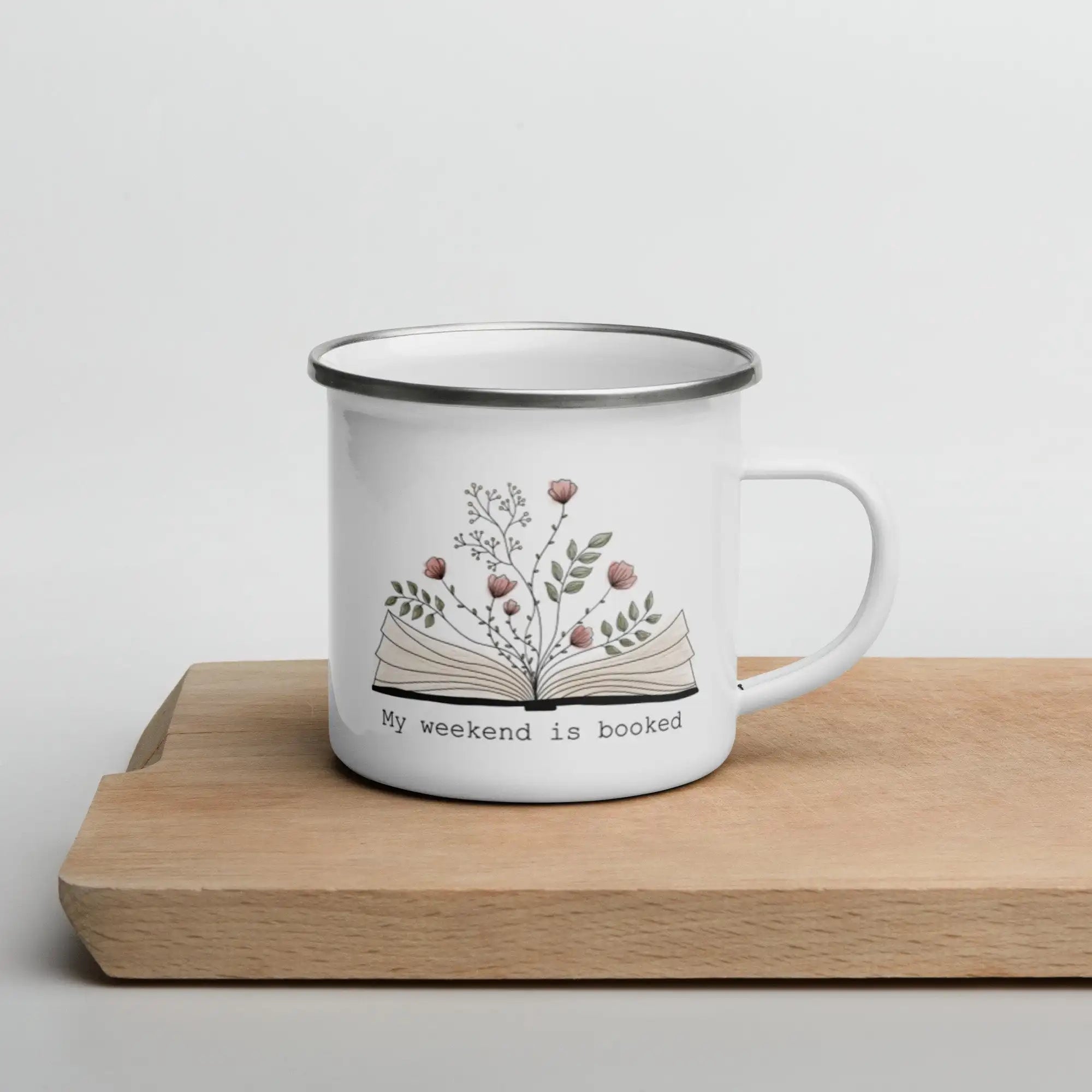 Mug en Émail "Love My Weekend is Booked" - Essentiel pour le Camping