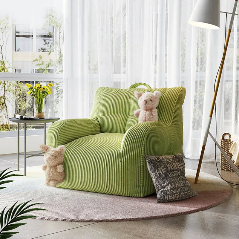 Fauteuil Paresseux en Velours Côtelé - Chaise Pouf Confortable pour le Salon