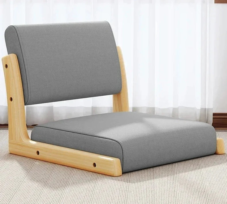 Chaise de Sol Tatami Style Japonais - Siège en Bois Massif avec Dossier Moelleux