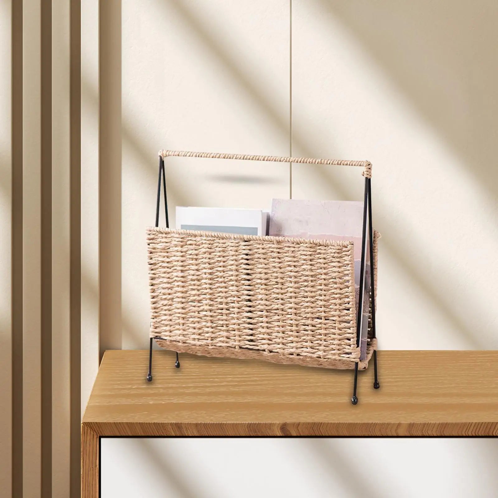 Metal Magazine and Newspaper Rack - Rustic Multifunctional Rack