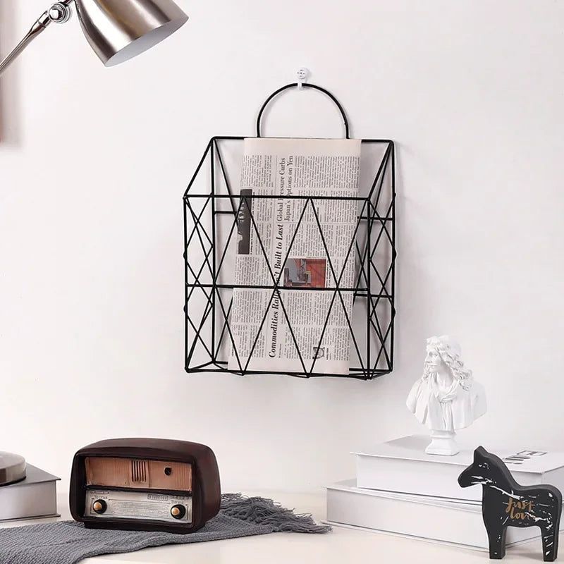 Nordic Metal Storage Basket - Desk Organizer for Magazines and Newspapers