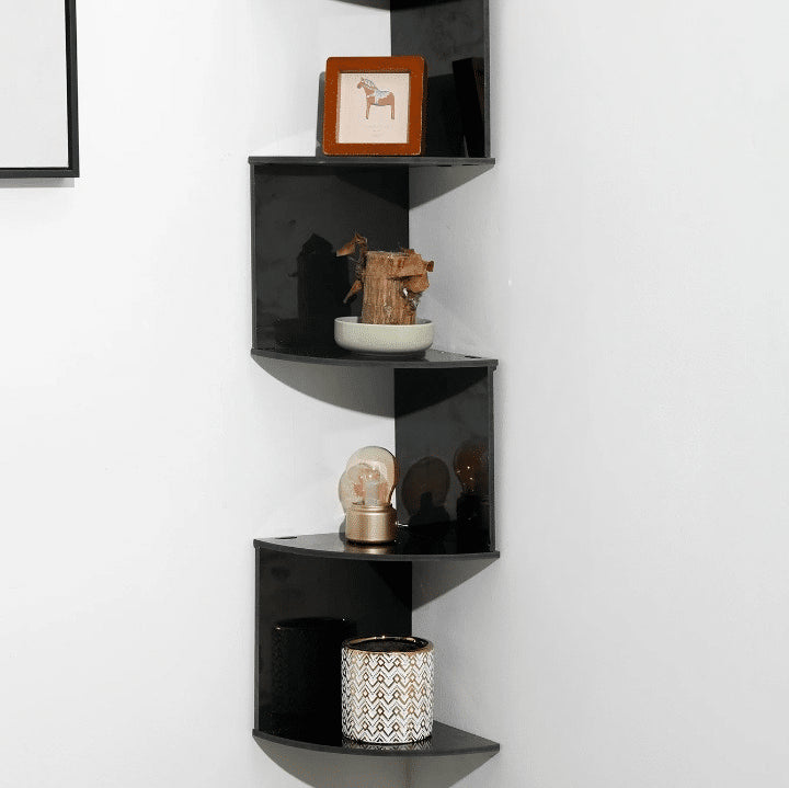 Zigzag 5-Tier Wooden Corner Wall Shelf