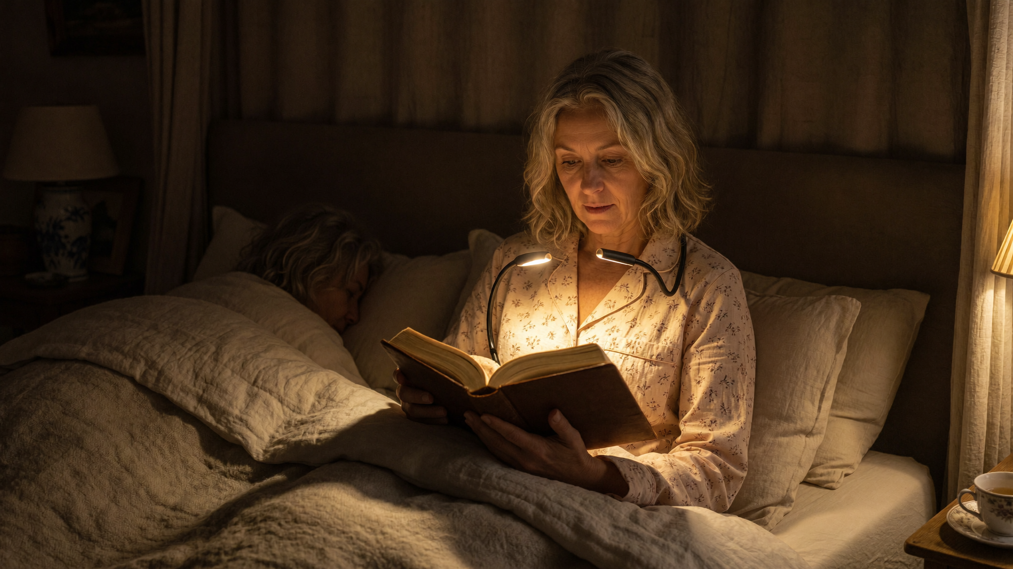 LecturaLand HERO Marie au lit conjoint dort lampe lecture